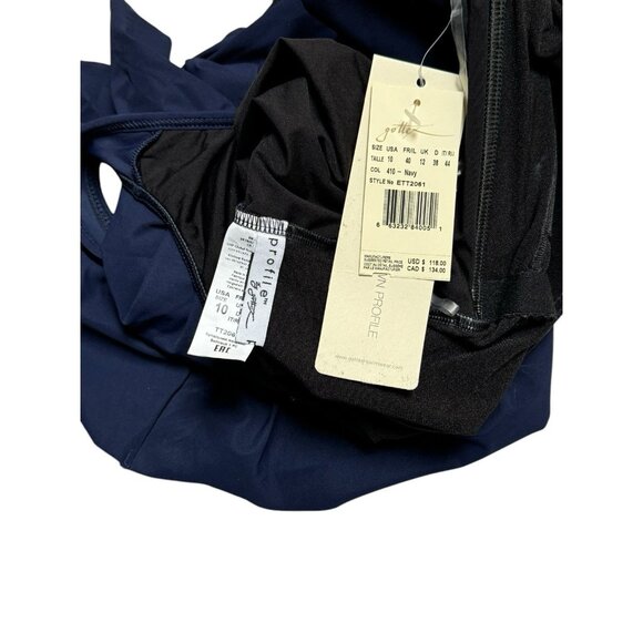 Gottex Sz 10 Swimsuit One Shoulder Ruffle Neck Blue One Piece New NWT - Picture 5 of 5